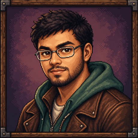 Pixel art portrait of Shovan Dhara in a carved wooden frame